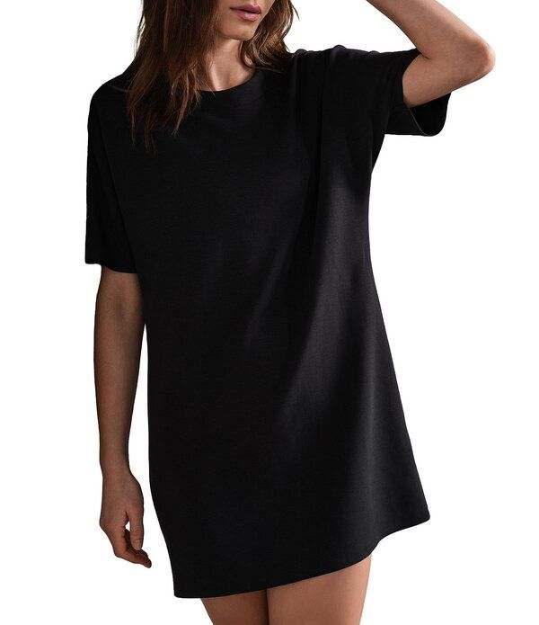 ローヌ レディース トップス ワンピース クルーネック ミニ RHONE DreamGlow Crew Neck Short Sleeve Mini Day Dress Pure Black Heather ブラック