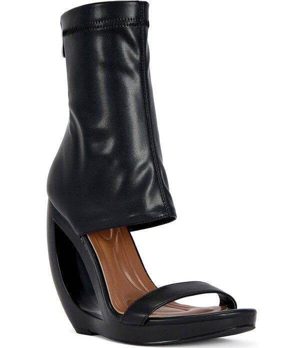 アザレア ワン レディース シューズ サンダル ブーツ Azalea Wang Dumisani Open Curved Wedge Sandal Booties Black ブラック