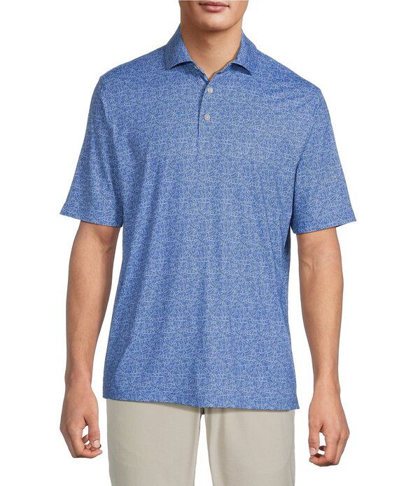 ハート シャフナー マルクス メンズ トップス シャツ プリント Hart Schaffner Marx Short Sleeve Luxury Performance Dog Print Polo Blue ブルー