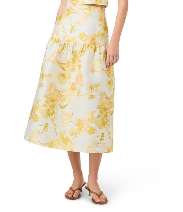 フレンチコネクション レディース ボトムスカート プリント ミディ French Connection Structured Taffeta Sophie Fleur Printed Coordinating Fit and Flare Midi Skirt