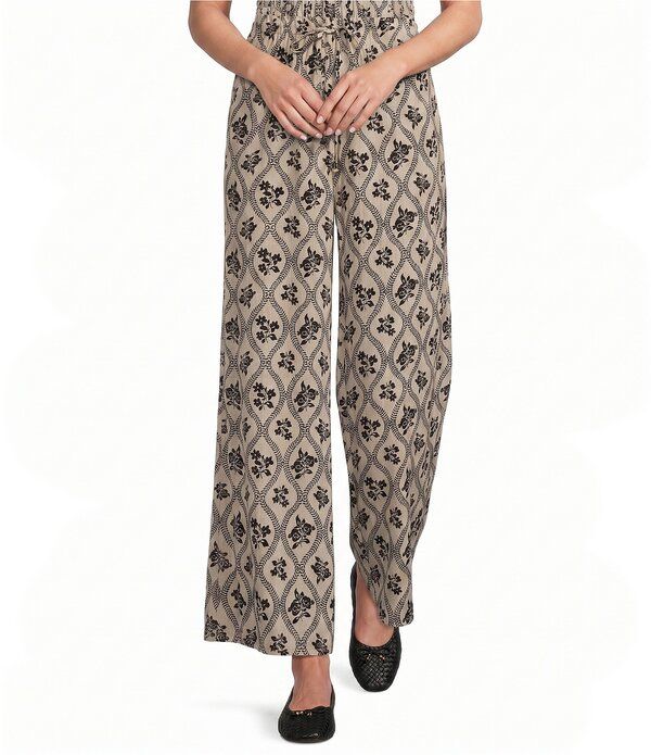 アンジー レディース ボトムス カジュアルパンツ ワイドレッグ プリント Angie Printedrawstring Wide Leg Pant IvoryBlack アイボリー