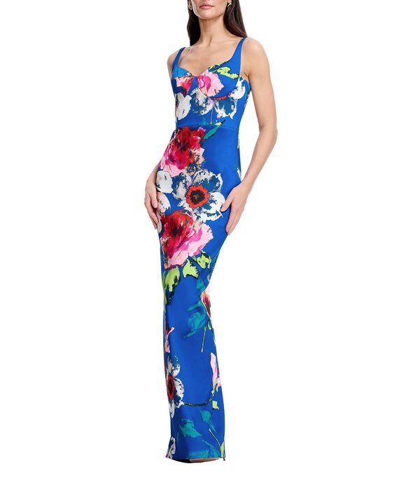 ドレスザポプレーション レディース トップス ワンピース プリント Dress the Population Elijah Printed Column Gown Cobalt Multi コバルト