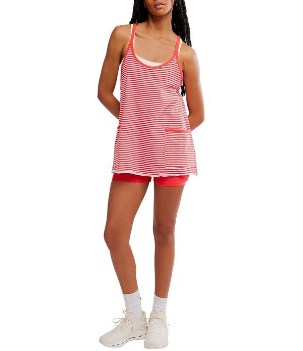フリーピープル レディース トップス ワンピース プリント ミニ ノースリーブ Free People FP Movement Hot Shot Stripe Printed Scoop Neck Sleeveless Mini Dress Court Str