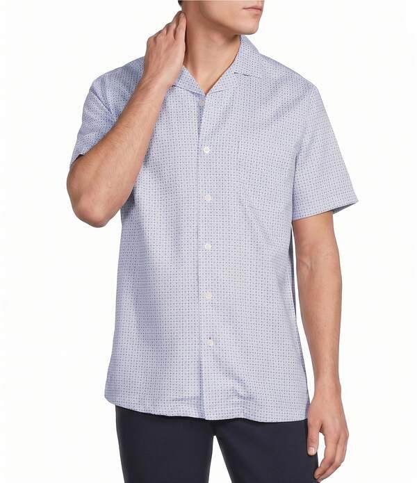 ダニエル クレミュ メンズ トップス シャツ Daniel Cremieux Signature Label Geometric Short Sleeve Woven Camp Shirt White ホワイト
