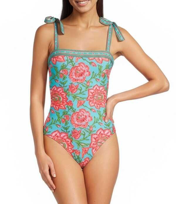 エーラブズエー レディース トップス ワンピース プリント A Loves A Rio Garden Border Print Reversible Bandeau Tie Shoulder One Piece Swimsuit Multi マルチカラー 25,060円
