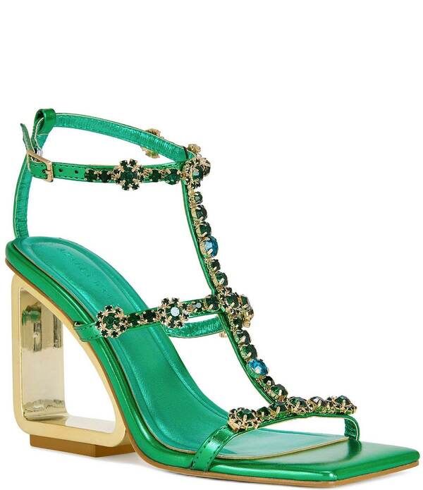 アザレア ワン レディース シューズ サンダル Azalea Wang Schantellembellished Wedge Dressandals Green グリーン
