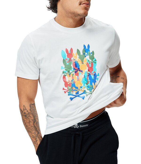 サイコバニー メンズ トップス シャツ グラフィック Psycho Bunny Short Sleeve Tanner Graphic TShirt White ホワイト
