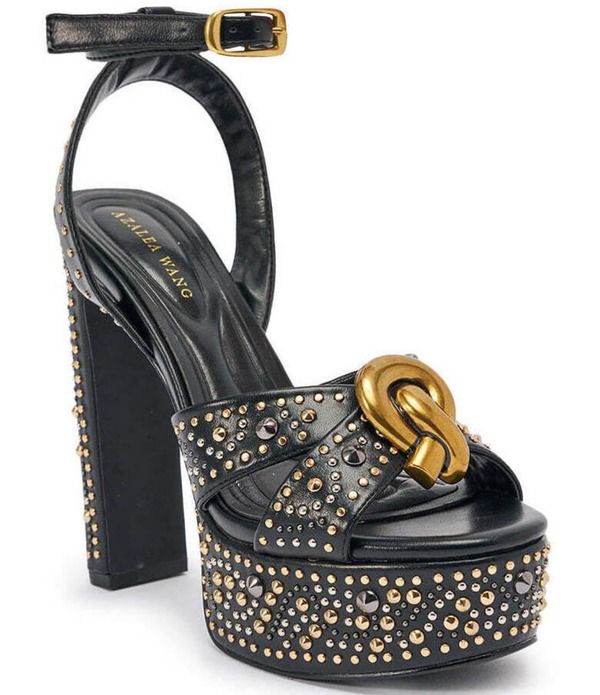 アザレア ワン レディース シューズ サンダル プラットフォーム アンクル Azalea Wang Yuma Studded Hardware Ankle Straplatform Sandals Black ブラック