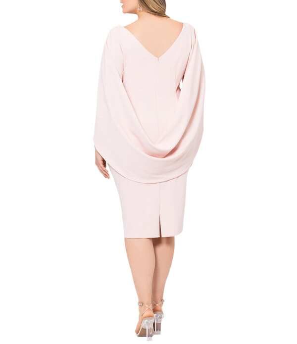 ベッツィアンドアダム レディース トップス ワンピース ドレープラスサイズ ギャザー Betsy Adam Plusize Round Neck Draped Back 34 Sleeve Ruched Front Stretch Sheath Dress B