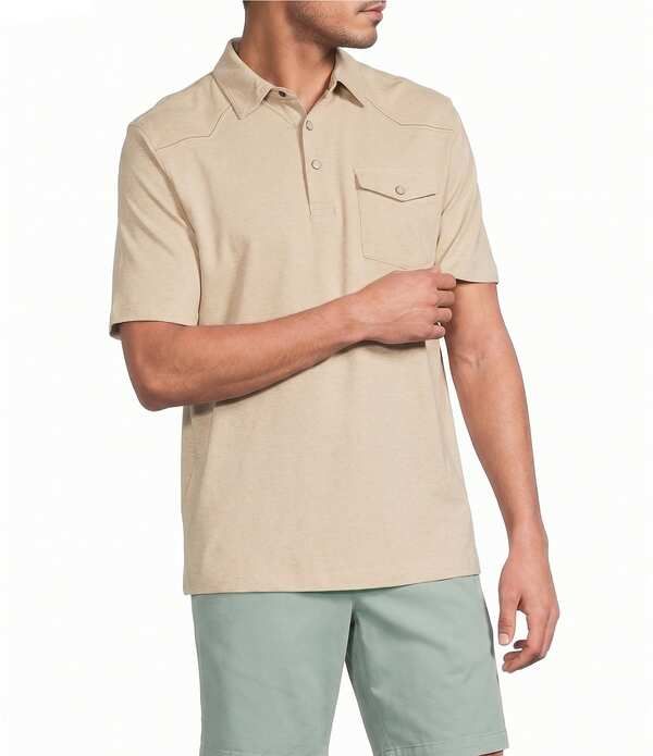 ラウンドトゥリーアンドヨーク メンズ トップス シャツ Roundtree Yorke Short Sleeve Solid Western Polo Tan タン
