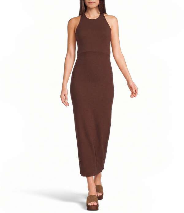 ジービー レディース トップス ワンピース ニット マキシ ホルター GB Halter Necknit Maxi Dress Cinnamon