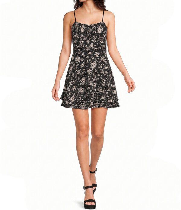 ハニーアンドロージー レディース トップス ワンピース フラワー柄 プリント フラワー Honey and Rosie Floral Printed Fit And Flare Dress BlackWhite ホワイト