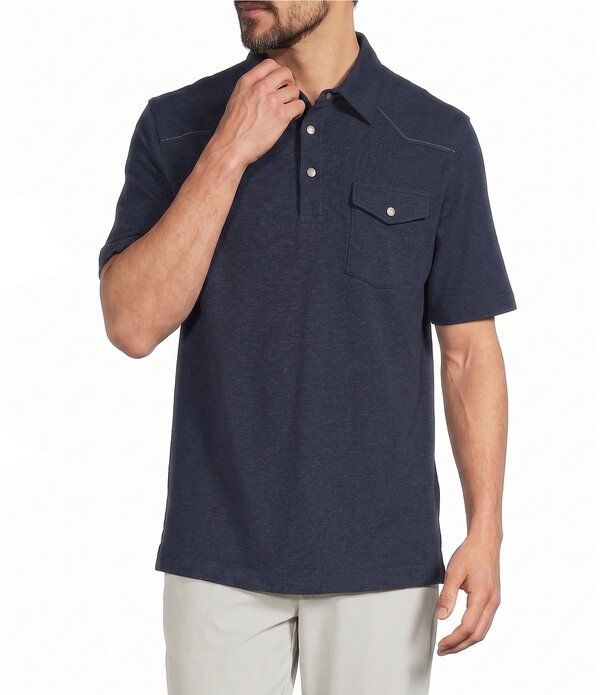 ラウンドトゥリーアンドヨーク メンズ トップス シャツ Roundtree Yorke Short Sleeve Solid Western Polo Dark Blue ブルー 14,686円