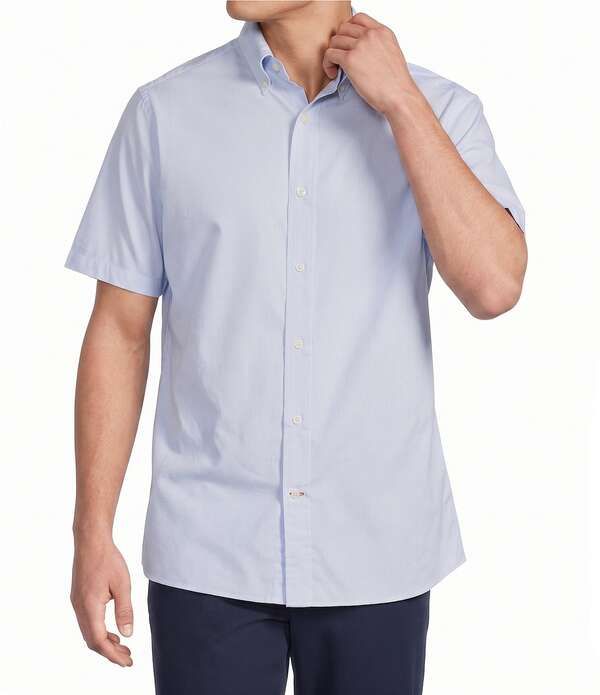 ダニエル クレミュ メンズ トップス シャツ ボタンダウン Cremieux Blue Label Short Sleeve Button Down Performance BRRR Solid Woven Shirt Windsurf ブルー