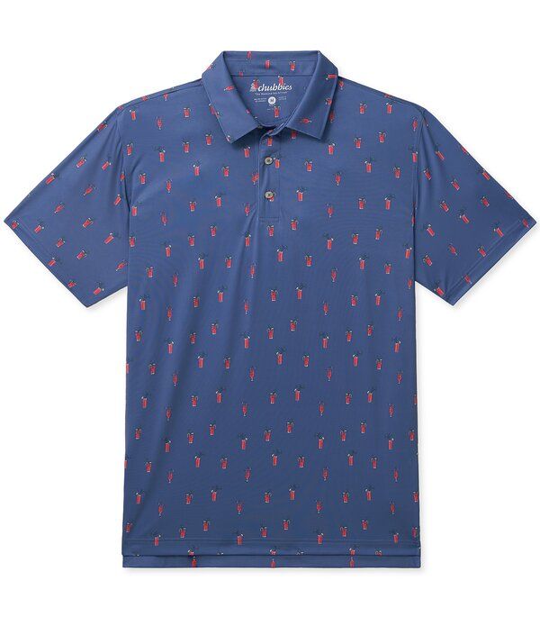 チャビーズ メンズ トップス シャツ プリント Chubbiesip N Relax Printed Performance Short Sleeve Polo Dusty Blue ブルー