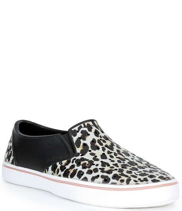ネイティブ シューズ レディース ボトムス カジュアルパンツ スニーカー Native Shoes Womens Miles Wanderfoam Leopard Slip On Sneakers Jiffy BlackShell WhiteLeopard ホ