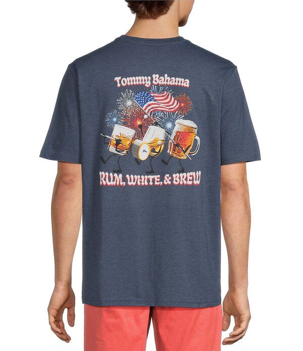トッミーバハマ メンズ トップス シャツ トール Tommy Bahama Big Tall Rum White And Brew Short Sleeve TShirt Navy Heather ヘザー