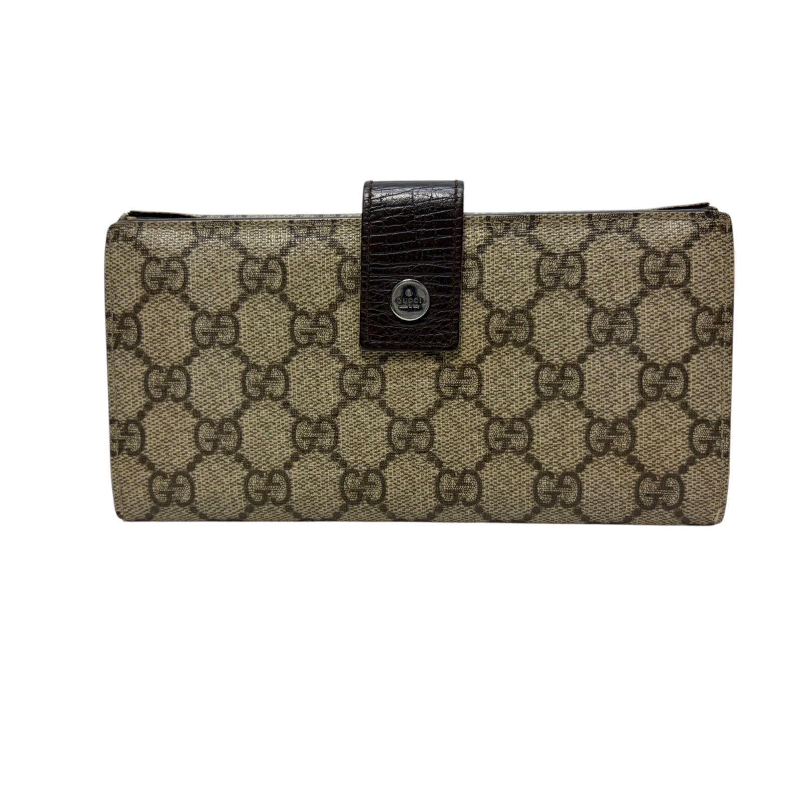 4347 GUCCI グッチ 長財布 スプリーム GG Wホック ダークブラウン