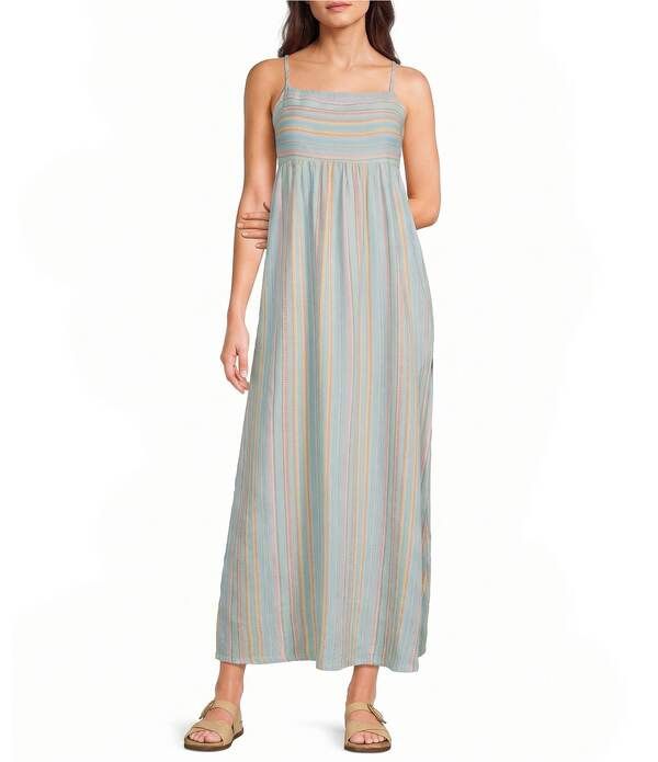 ハーレー レディース トップス ワンピース ノースリーブ Hurley Avalon Sleeveless Vertical Striped Long Dress Multi マルチカラー