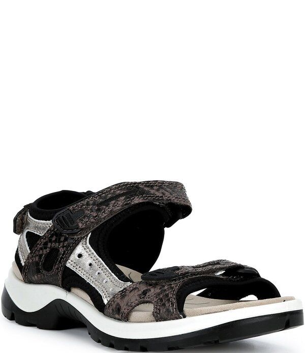 エコー レディース シューズ パンプス プリント サンダル レザー ECCOffroad Yucatan Snake Print Leather Adjustable Strap Sandals PythonPure Cashmere Metallic メタリ