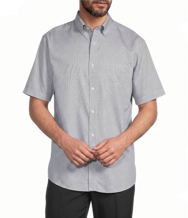 ラウンドトゥリーアンドヨーク メンズ トップス シャツ トール Roundtree Yorke Big Tall NonIron Short Sleeve Solidobby Sport Shirt Grey グレー
