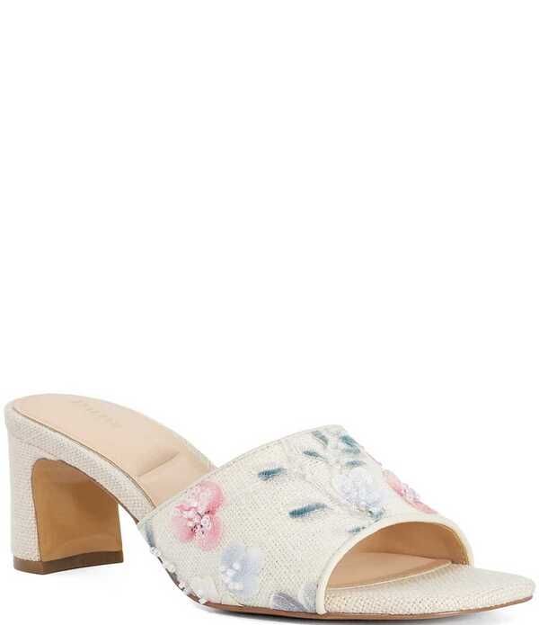 デューンロンドン レディース シューズ サンダル フラワー柄 フラワー Dune London Madira Floral Woven Slip On Mule Sandals Natural