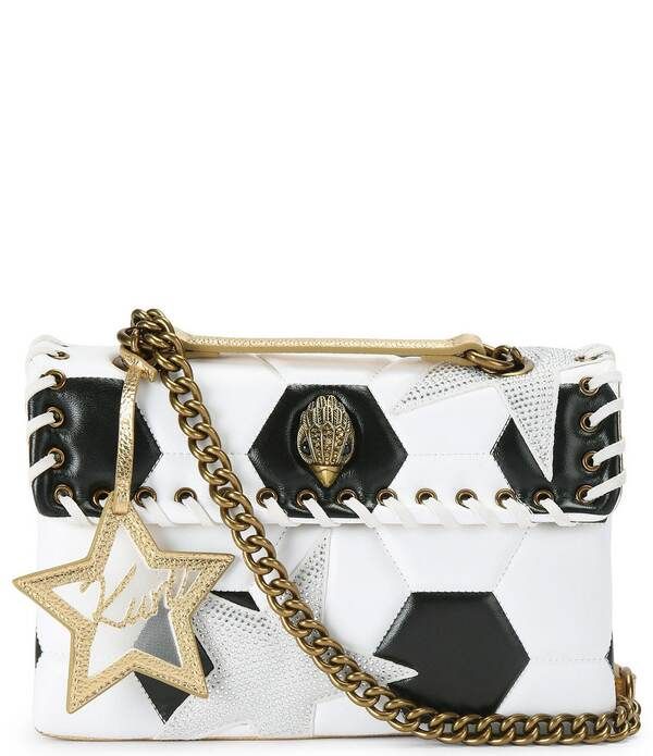 カートジェイガーロンドン レディース バッグ レザー Kurt Geiger London Leather Kensington Footy Soccer Shoulder Bag White black ホワイト