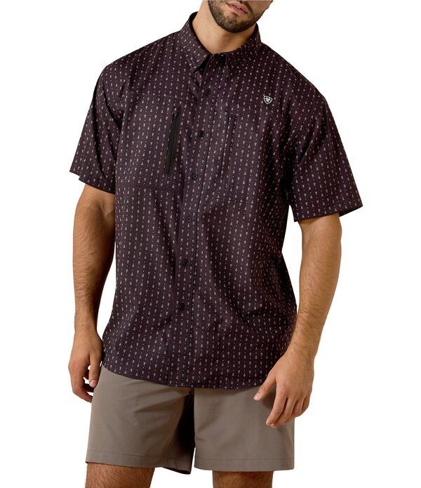 アリアト メンズ トップス シャツ プリント Ariat Short Sleeve Printed VentTEK Shirt Black ブラック