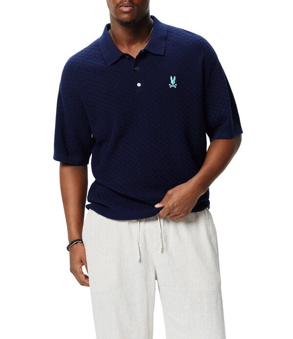サイコバニー メンズ トップス シャツ リラックスフィット Psycho Bunny Jace Relaxed Fit Short Sleeve Polo Shirt Evening Blue ブルー