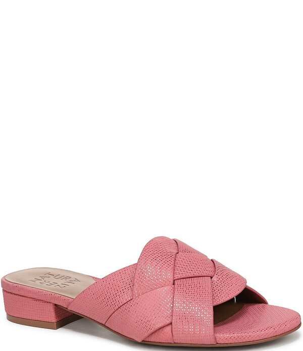 ナチュライザー レディース シューズ サンダル レザー Naturalizer Morena 2 Shimmer Leather Slide Sandals Coral Pink ピンク
