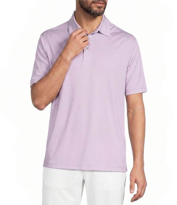 ラウンドトゥリーアンドヨーク メンズ トップス シャツ トール Roundtree Yorke Big Tall Performance Square Pattern Short Sleeve Polo Shirt Medium Purple パープル