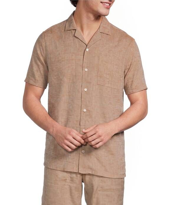 ムラノ メンズ トップス シャツ リネン Murano Baird McNutt Linen Short Sleeve Woven Camp Shirt Copper