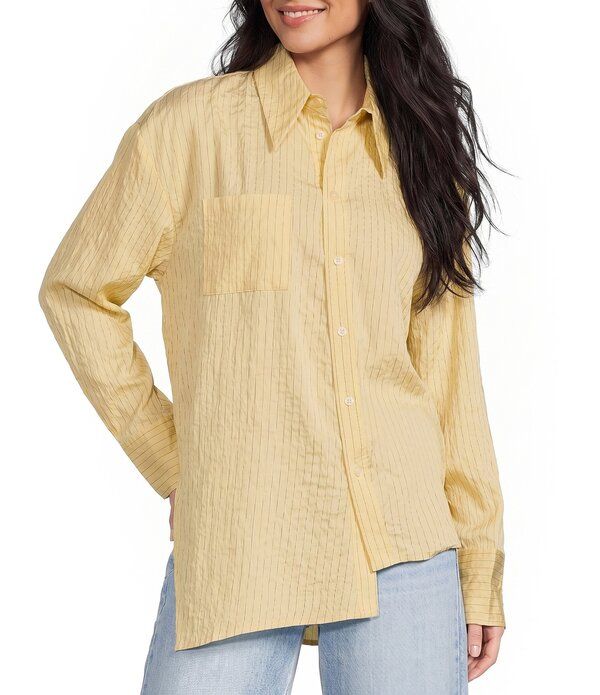 トップショップ レディース トップス シャツ アシンメトリー TOPSHOP Asymmetric Placket Button Frontop Yellow イエロー