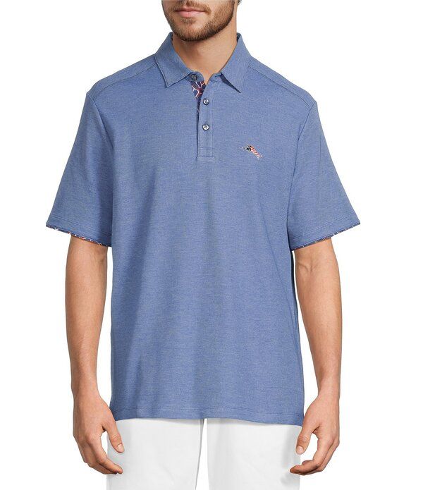 トッミーバハマ メンズ トップス シャツ Tommy Bahama Geo Rio 5 O Clock Americana Short Sleeve Polo Shirt Bright Cobalt Heather ヘザー