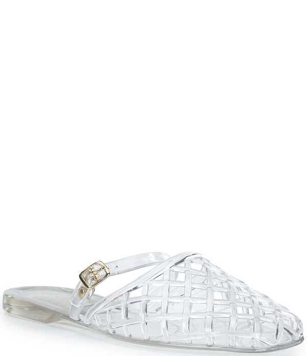 ジャンビニ レディース シューズ パンプス Gianni Bini Jayne Jelly Woven Mary Jane Flat Mules Clear