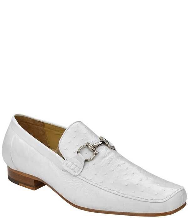 ベルヴェデール メンズ シューズ スリッポン・ローファー Belvedere Mens Bartolostrich Quill Bit Buckle Dress Loafers White ホワイト