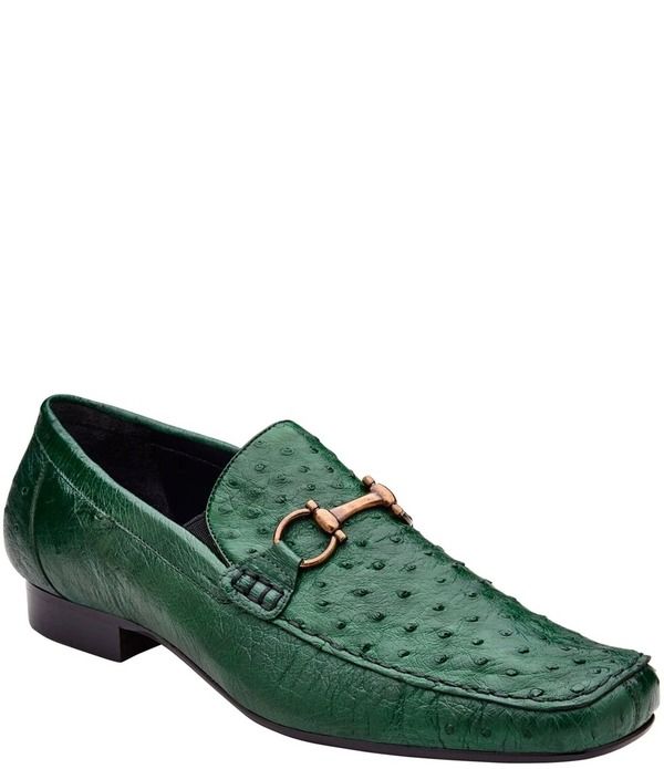 ベルヴェデール メンズ シューズ スリッポン・ローファー Belvedere Mens Bartolostrich Quill Bit Buckle Dress Loafers Forest Green グリーン