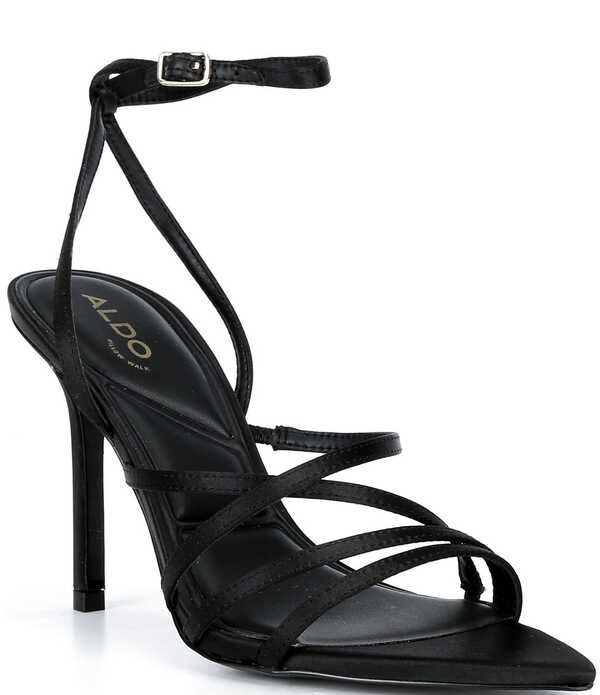 アルド レディース シューズ ヒール サンダル サテン ALDO Solania Satin Strappy Dressandals Jet Black ブラック