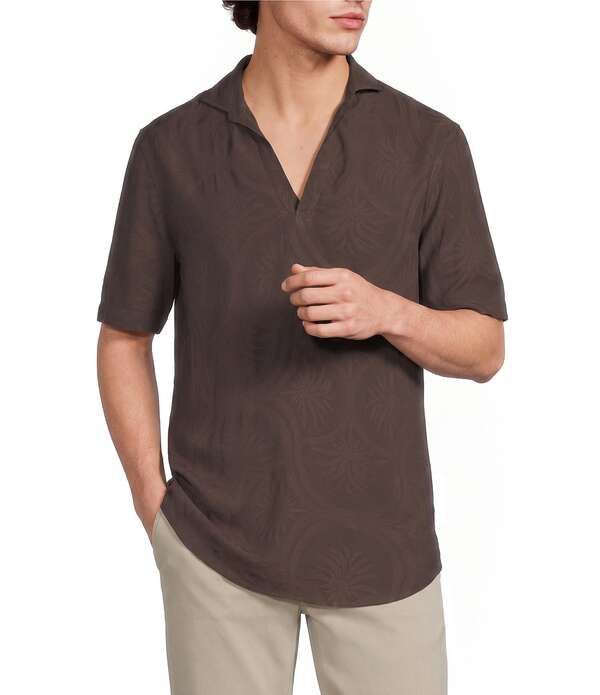ムラノ メンズ トップス シャツ シアー Murano Seville Collection Sheer Short Sleeve Popover Shirt Dark Cedar