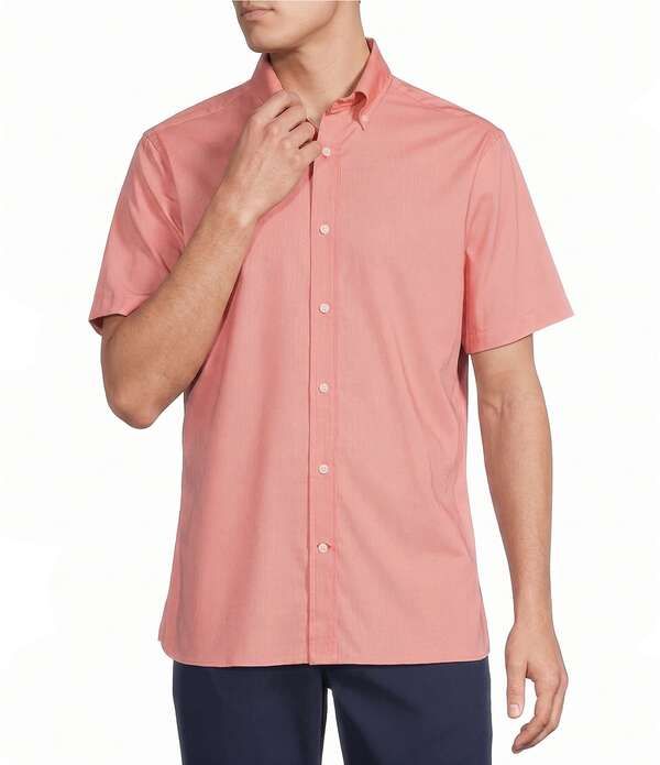 ダニエル クレミュ メンズ トップス シャツ ボタンダウン Cremieux Blue Label Short Sleeve Button Down Performance BRRR Solid Woven Shirt Coral コーラル