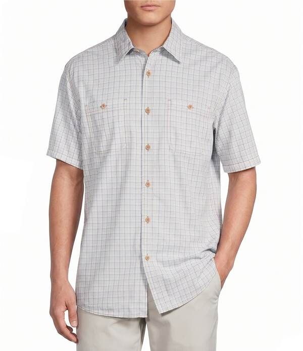 ラウンドトゥリーアンドヨーク メンズ トップス シャツ ミニ トール Roundtree Yorke Big Tall Mini Plaid Short Sleeve Sport Shirt Ivory アイボリー