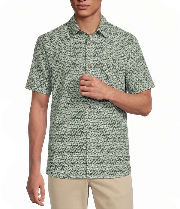 ラウン メンズ トップス シャツ プリント Rowm Performance Rec Relax Short Sleeve Flower Printextured Shirt Cream クリーム