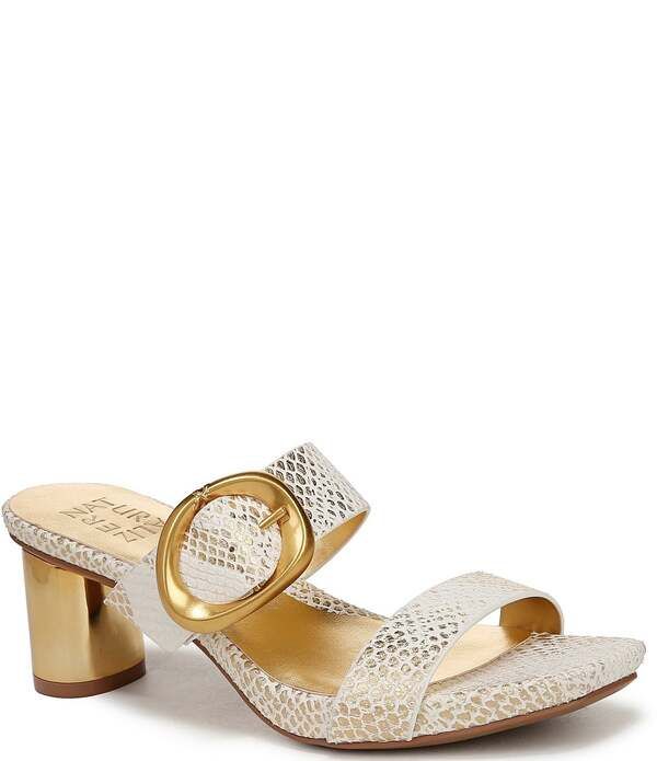 ナチュライザー レディース シューズ サンダル レザー Naturalizer Ida Snakembossed Leather Buckledresslide Sandals White Gold ホワイト