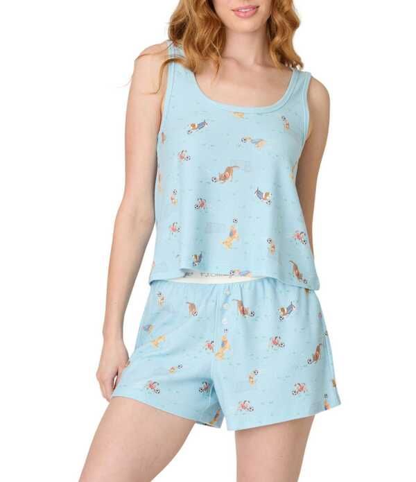 ピージェイサルベージ レディース アンダーウェア ナイトウェア ノースリーブ PJ Salvage Peachy Baby Waffle Sleevelesscoop Neck Soccer Dogshorty Pajama Set Cloud Blue ブル