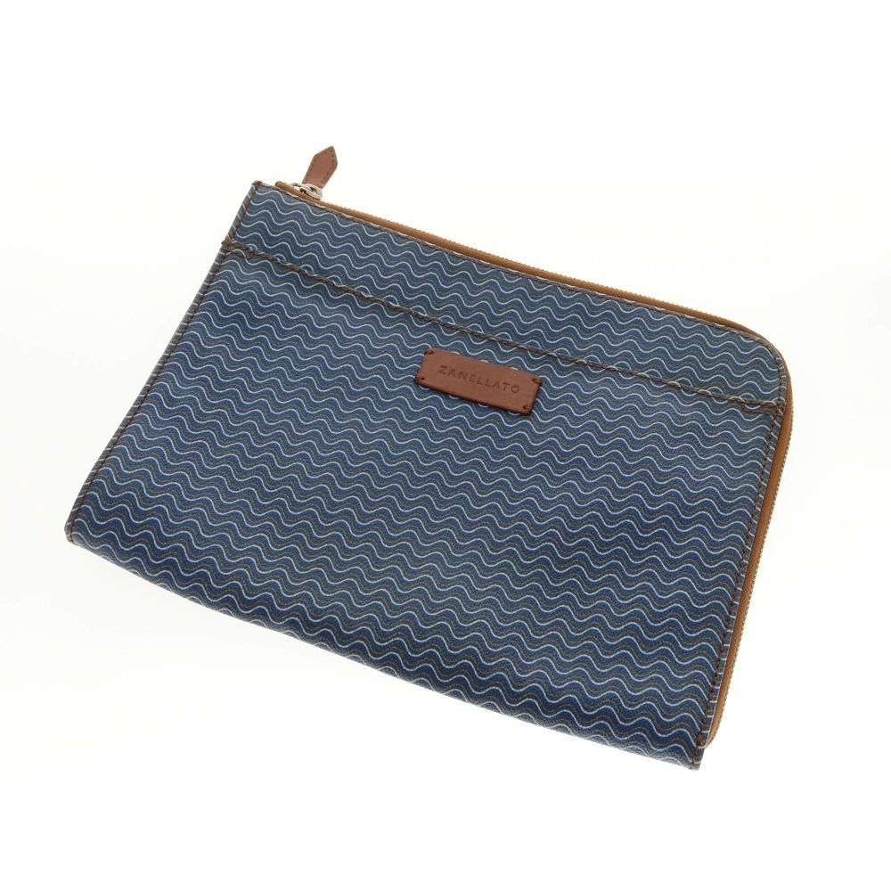 【中古】ザネラート ZANELLATO ブランディーン PVCキャンバス クラッチバッグ ブルー【WxH20】【ユニセックス】