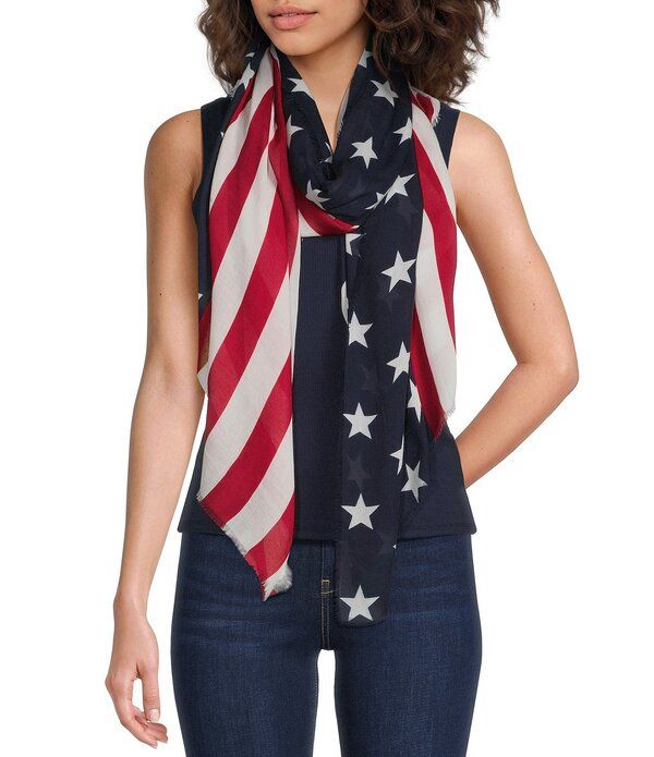アンナアヴァ レディース アクセサリー マフラー・ストール・スカーフ Anna Ava Stars and Stripescarf Wrap Red レッド