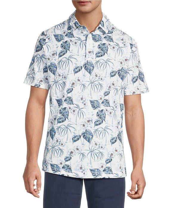 ハート シャフナー マルクス メンズ トップス シャツ プリント Hart Schaffner Marx The Resort Reserve Collection Short Sleeve Tropical Print Polo Shirt Blue ブルー