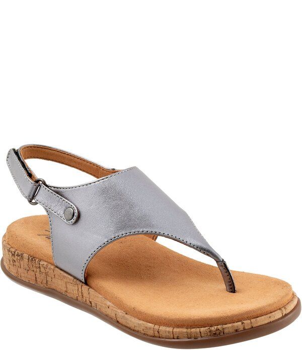 トロッターズ レディース シューズ サンダル レザー Trotters Garret Leather Thong Sandals Pewter ピューター