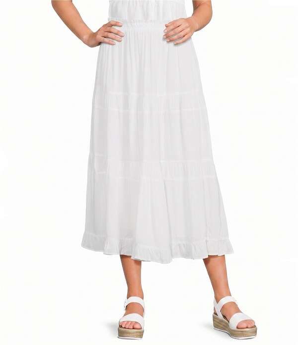 アンジー レディース ボトムスカート ティアード プリーツ ミディ Angie Pleated Tiered Midi Skirt White ホワイト