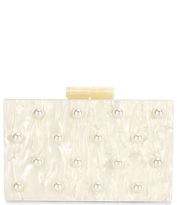 セザンヌ レディース バッグ アクリル Cezanne Pearl Acrylic Minaudiere Clutch Bag Ivory アイボリー